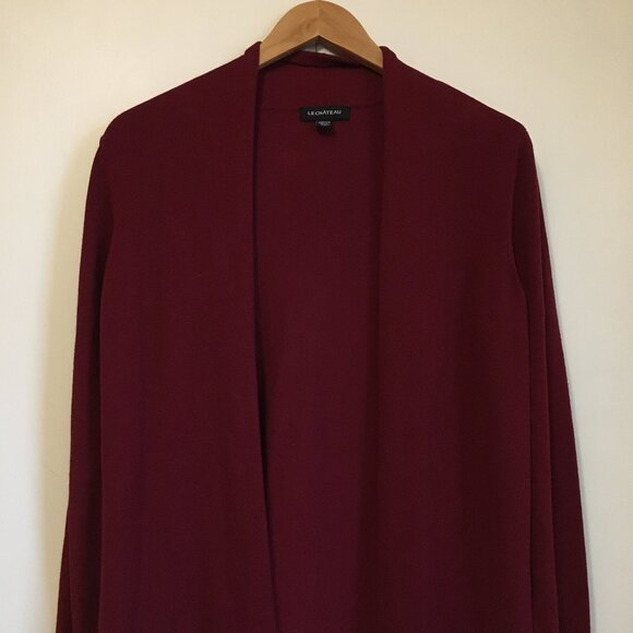 le chateau Long Burgundy Open Duster Cardigan - Picture 4 of 14